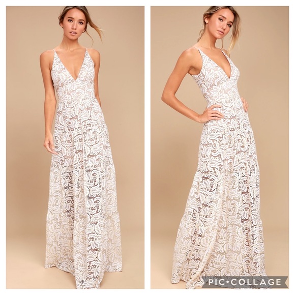 melina gold and white lace maxi dress Lulus | Melina Gold and White Lace Maxi Dress